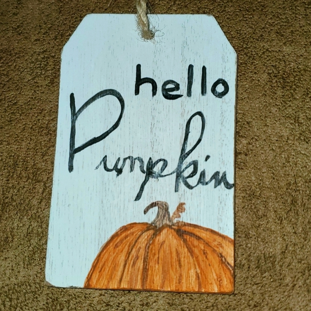 Fall Hand Painted Pumpkin Hanging Tag